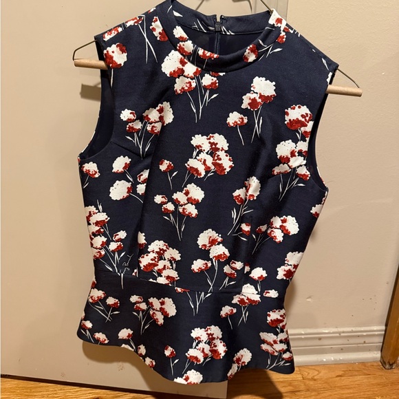 Tory Burch Black Cherry blossom peplum top - Picture 3 of 6